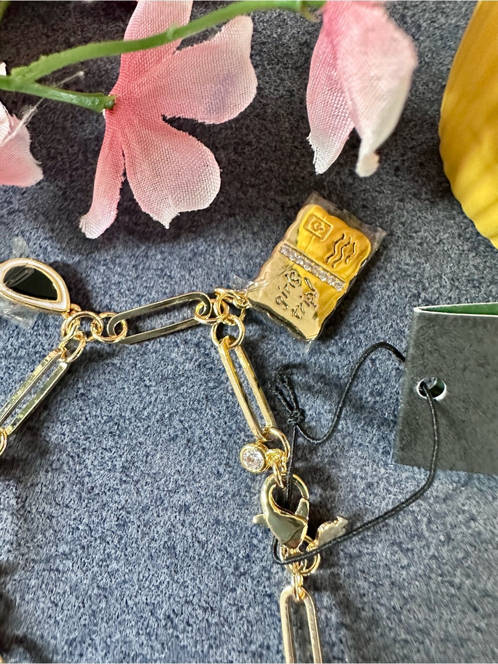 kate spade Gold-Tone Enamel Charm Bracelet with Green, White & Yellow Accents - Picture 7 of 7